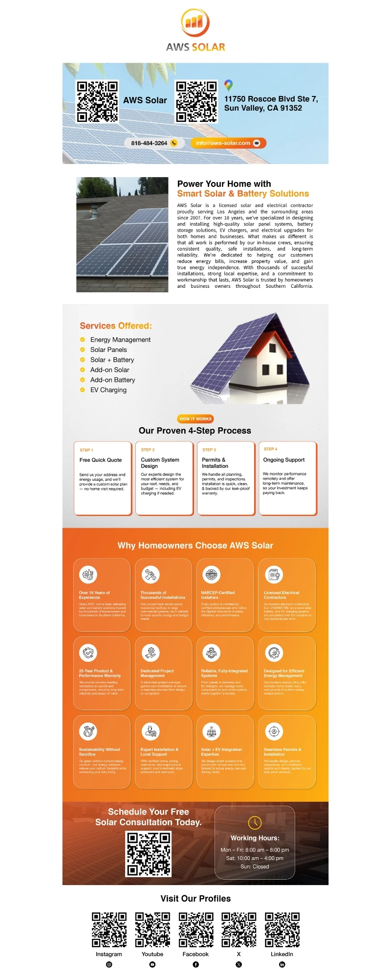 AWS Solar provides services to residents of Los Angeles