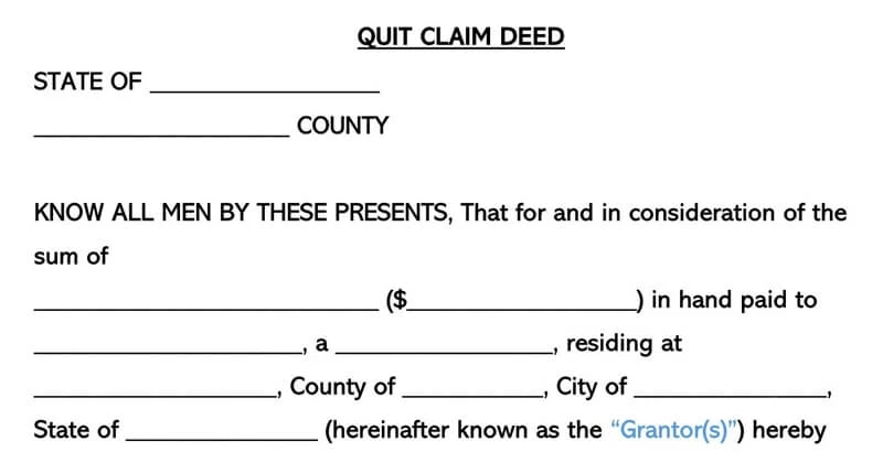 Quit Claim Deed Form
