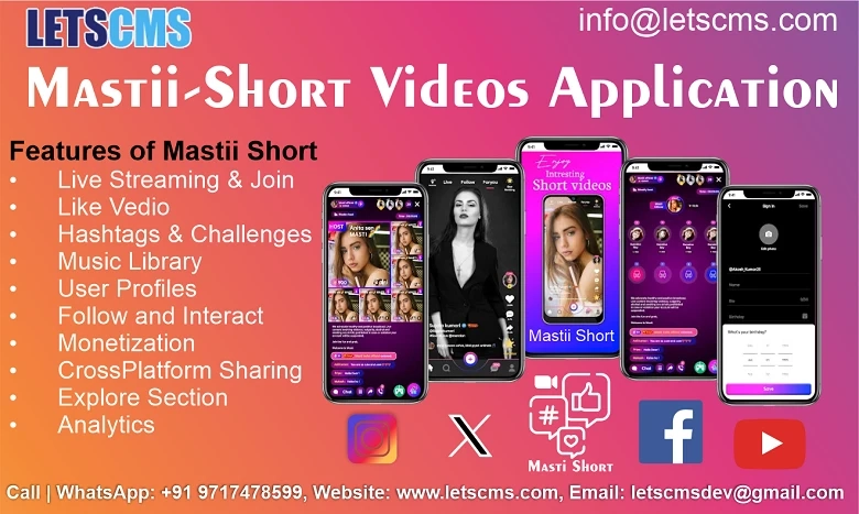 Entertainment videos, Live Streaming, Short Videos, Audio Parties Mobile App Development