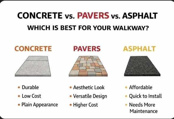 Concrete vs. Pavers vs. Asphalt: Which is Best for Your Walkway?