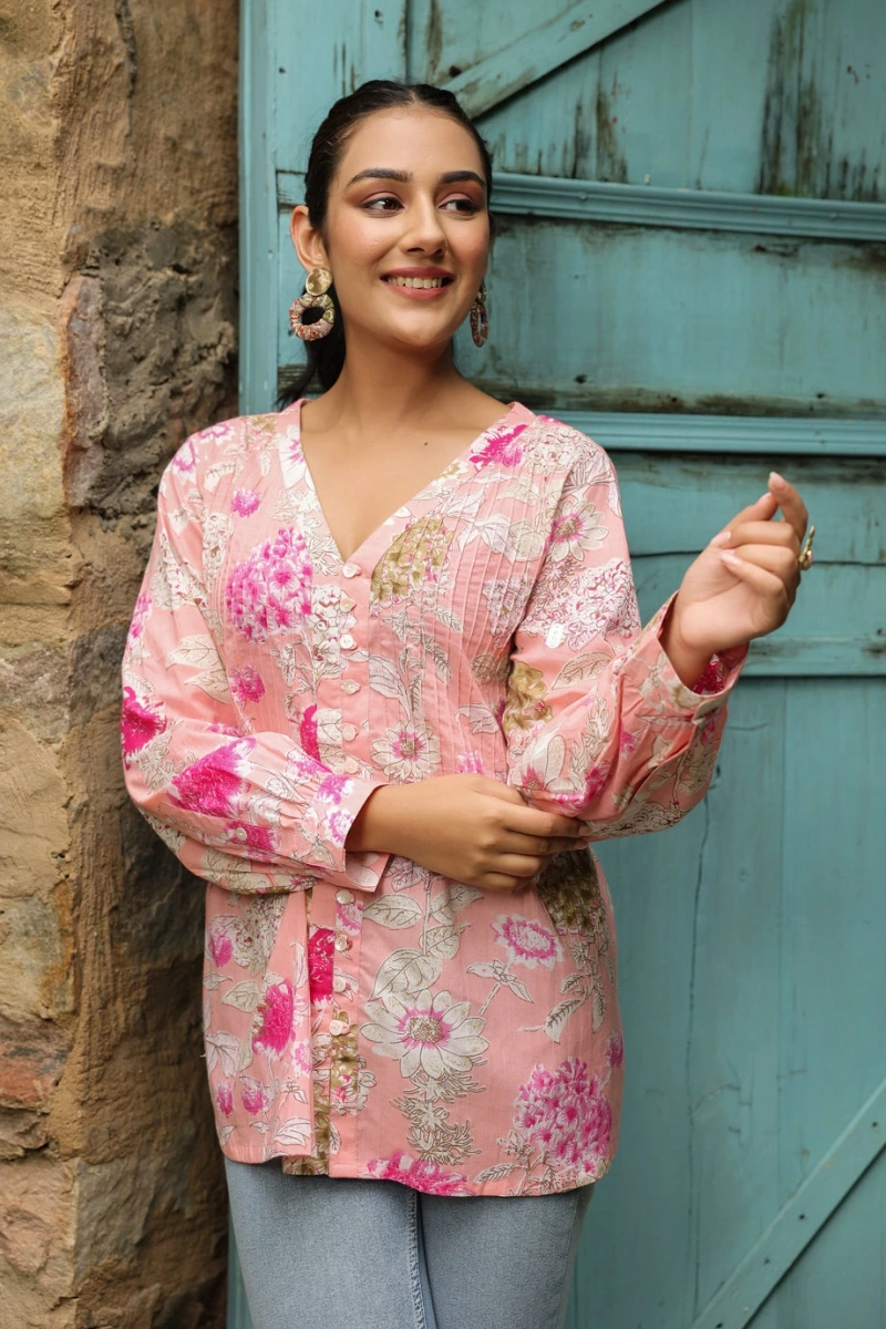 Elevate Your Wardrobe with This Stunning and Versatile Pink Ethnic Top