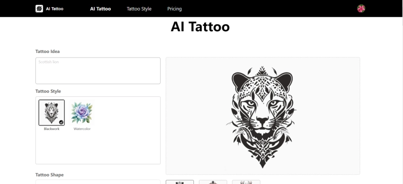 Design a unique and creative tattoo in seconds using our AI Tattoo
