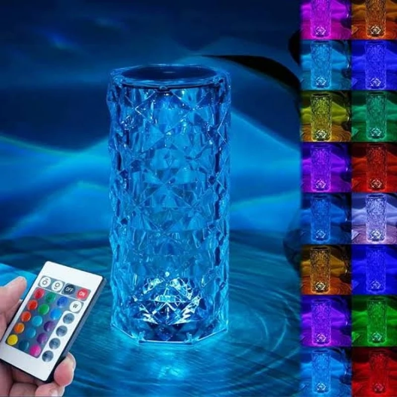 LED Color Changing Rose Crystal Diamond Lamp With USB Charging