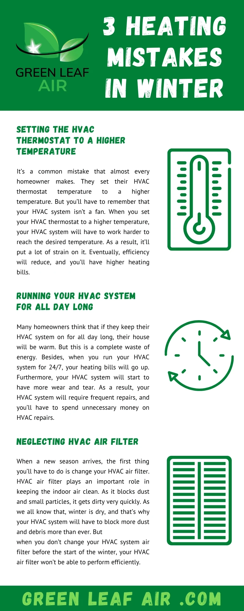 3 Heating Mistakes in Winter [Infographic] - Green Leaf Air