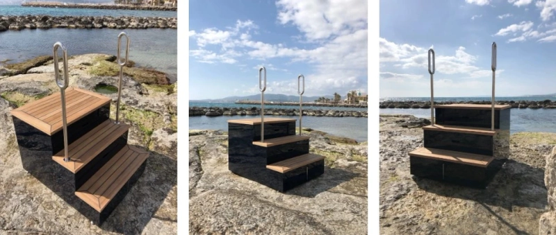 Elevated Waterfront Access With Dock Boarding Steps And Stainless Steel Dock Ladder