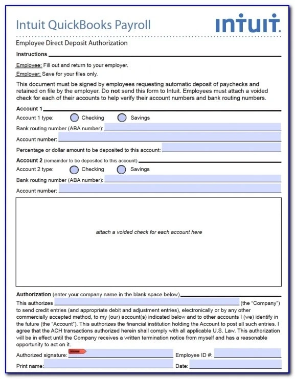 Download QuickBooks Direct Deposit Form