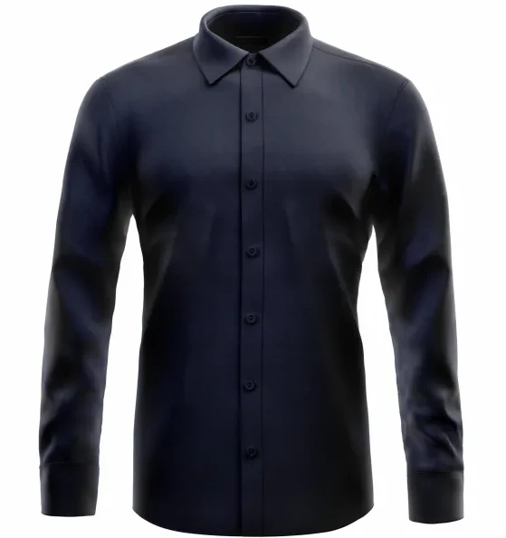 Dunkelblaues Langarmhemd – Vielseitiger Klassiker aus Dry Fabric