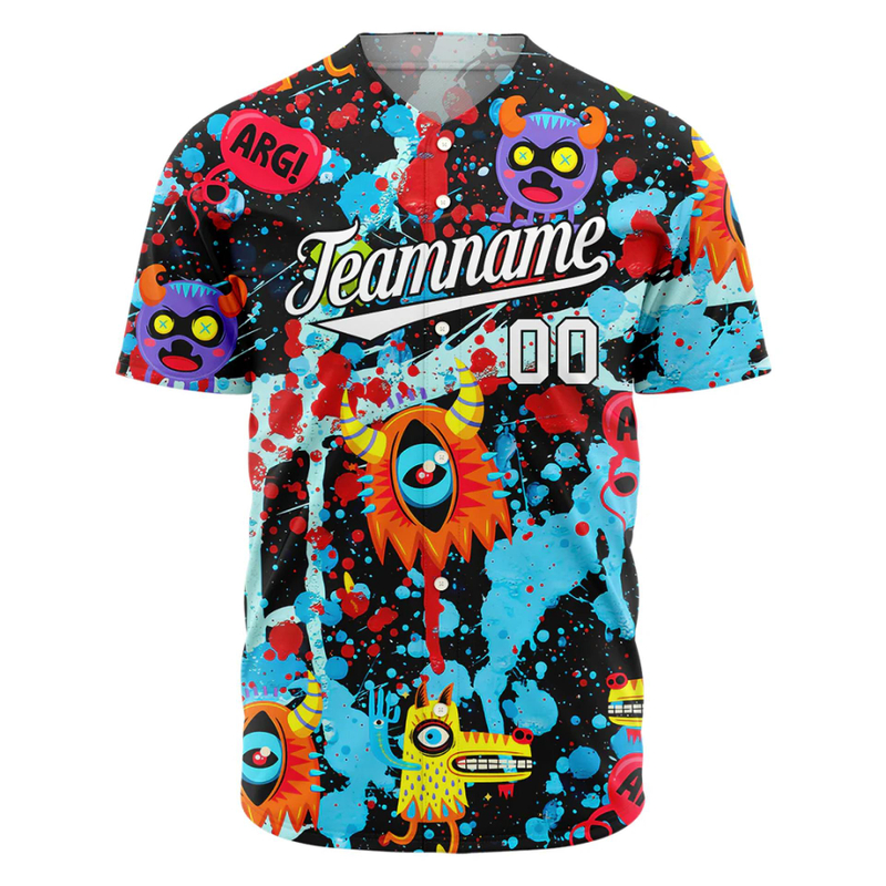 Graffiti Pattern Baseball Jersey: Urban Style Meets Athletic Comfort