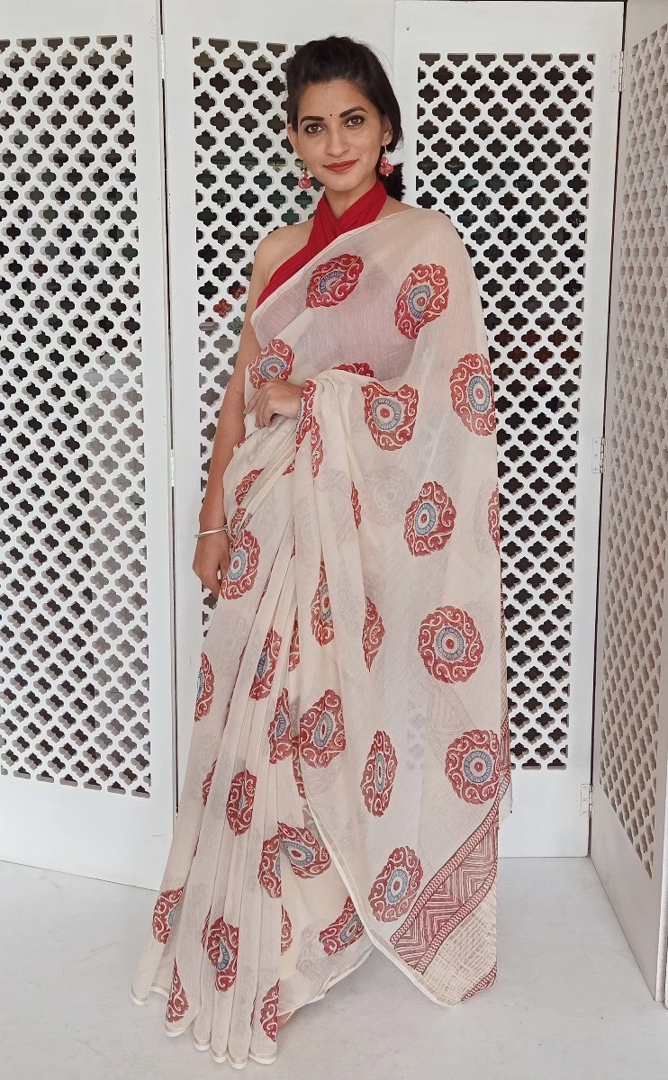 Block printed sarees - tradition and culture saw together.