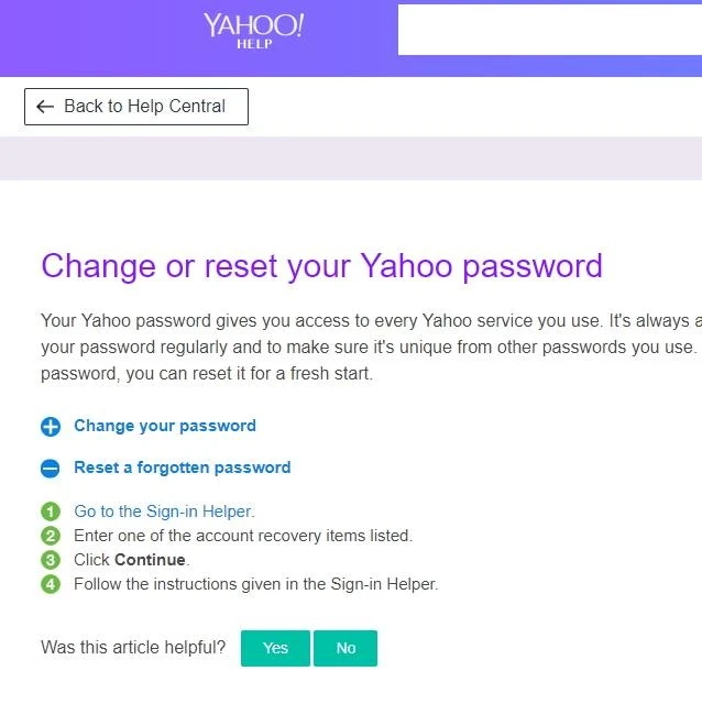 How to Reset Yahoo Mail Account Password