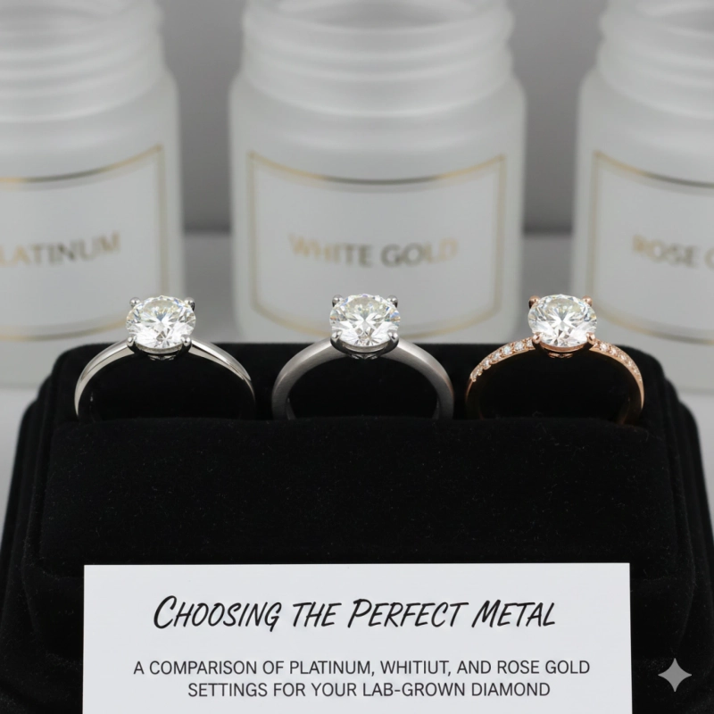 Choosing the Perfect Metal: A Comparison of Platinum, White Gold, and Rose Gold Settings for Your Lab-Grown Diamond