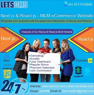 Next js and React js - MLM Commerce Website | Affiliate Unilevel Plan Service