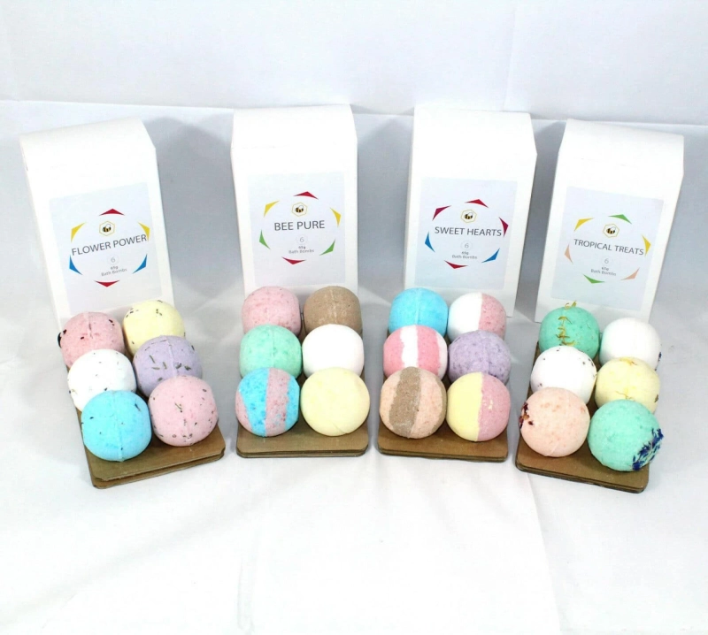 Bee Beautiful Mixed Round Bath Bombs Gift Box 6 x 65g