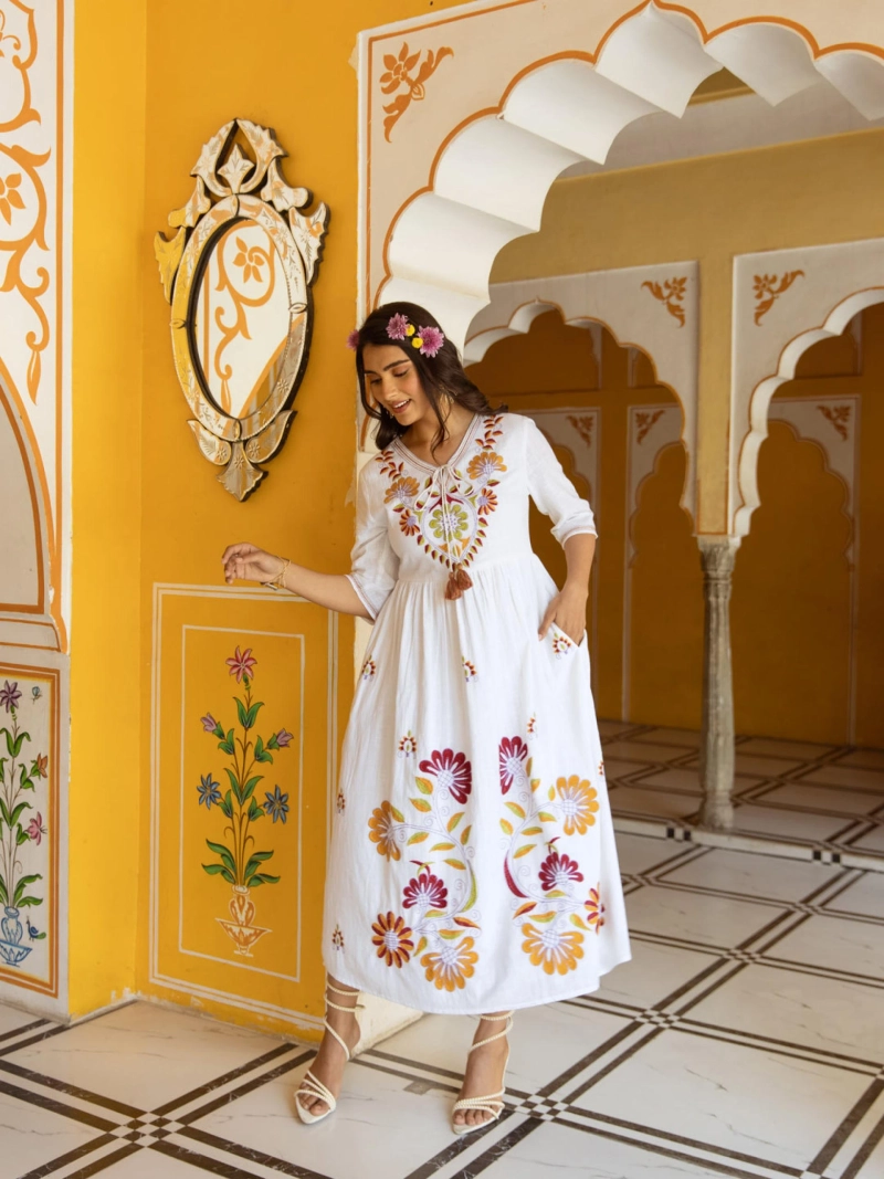 Best Fabric Choices For A Trendy Embroidery Long Dress Wear!