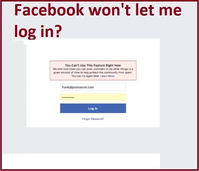 Why won't Facebook let me Login avail a quick fix