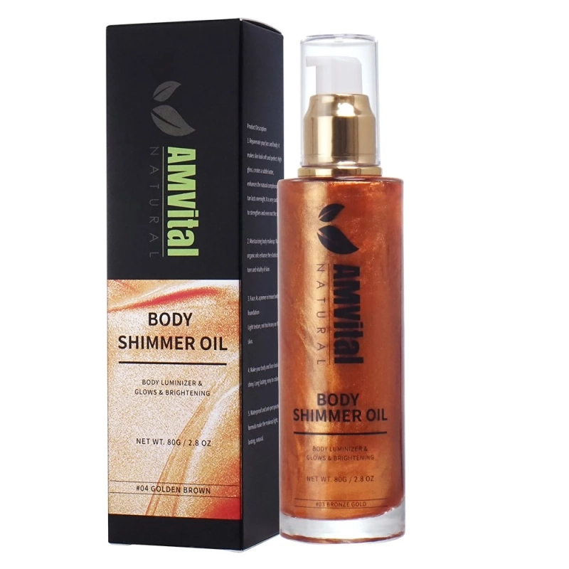 Elegance Illuminated: The Allure of AMVital's Shimmer Body Oil Golden Brown