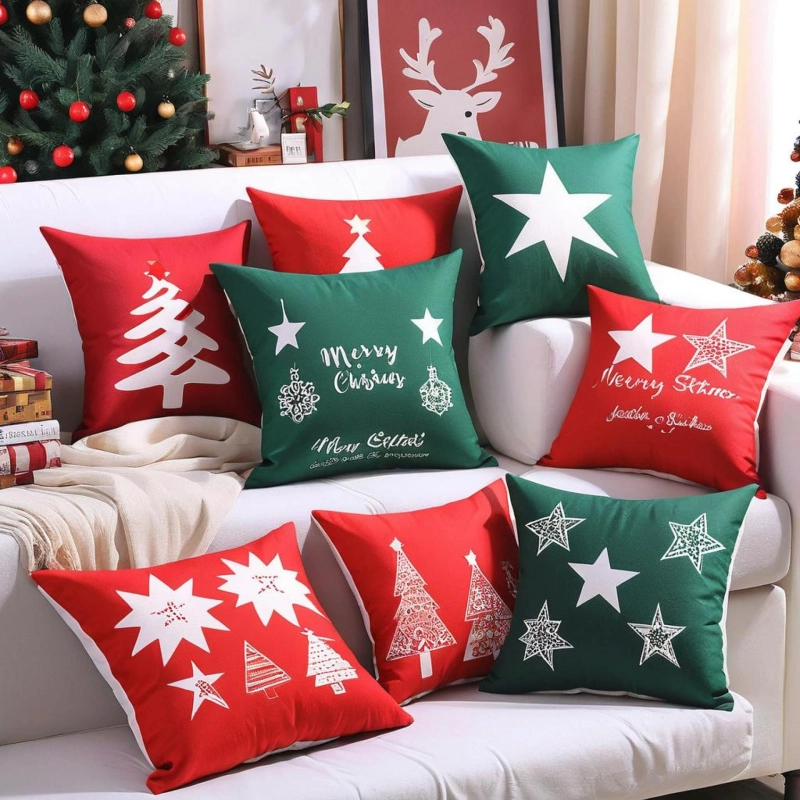 Christmas Pillow Covers with Star Patterns