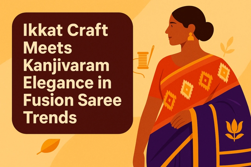 Ikkat Craft Meets Kanjivaram Elegance in Fusion Saree Trends