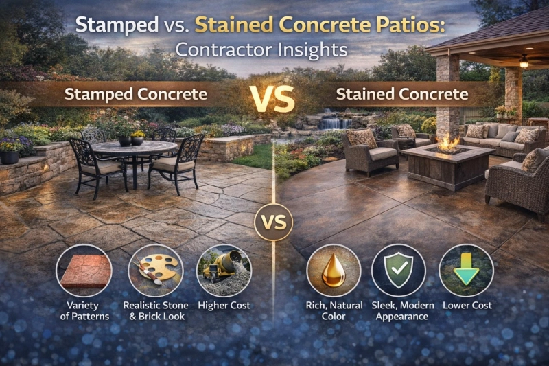 Stamped vs. Stained Concrete Patios: Contractor Insights