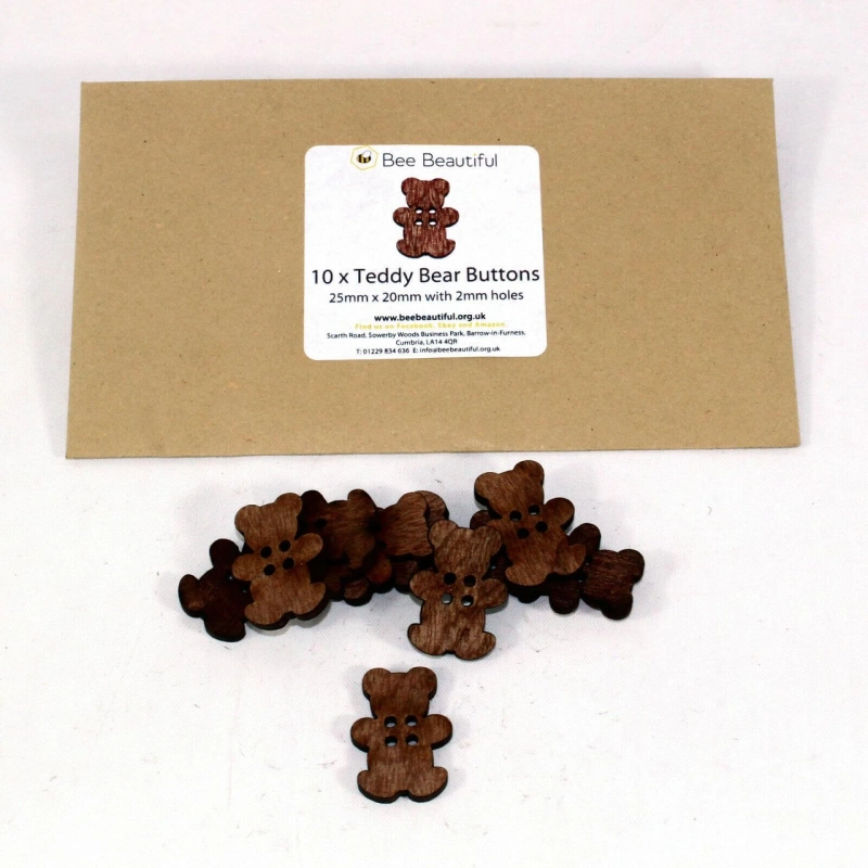 Buy Teddy Bear Shaped Wooden Buttons uk