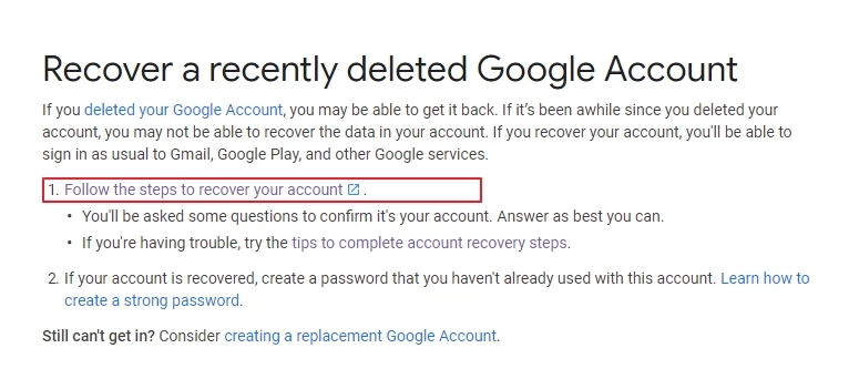 How To Recover Deleted Gmail Account