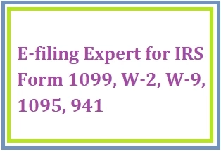 E-filing Expert for IRS Form 1099, W-2, W-9, 1095, 941