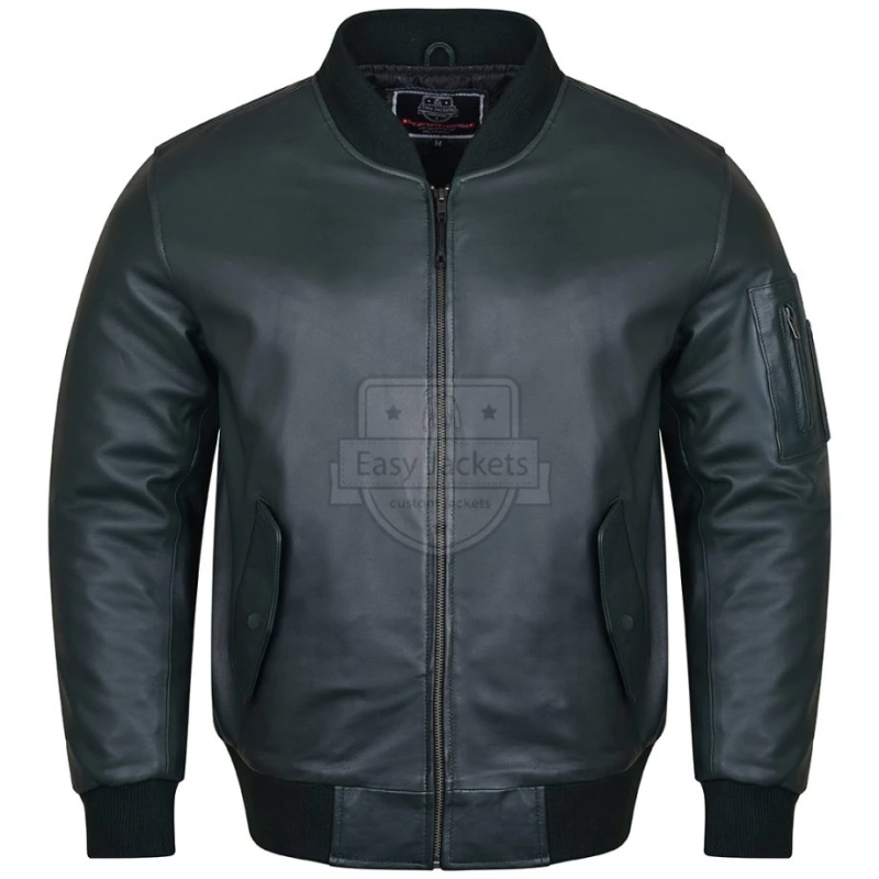 Try on a Very Fashionable Leather Bomber Jacket