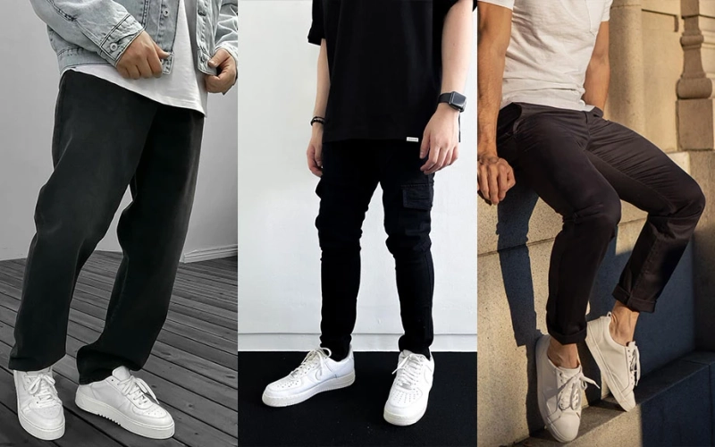 A Tale of Two Tones an Intersection of Versatility in Black Pants and White Shoes