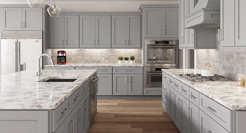 White Shaker Cabinets with Gray Countertops: A Timeless Look