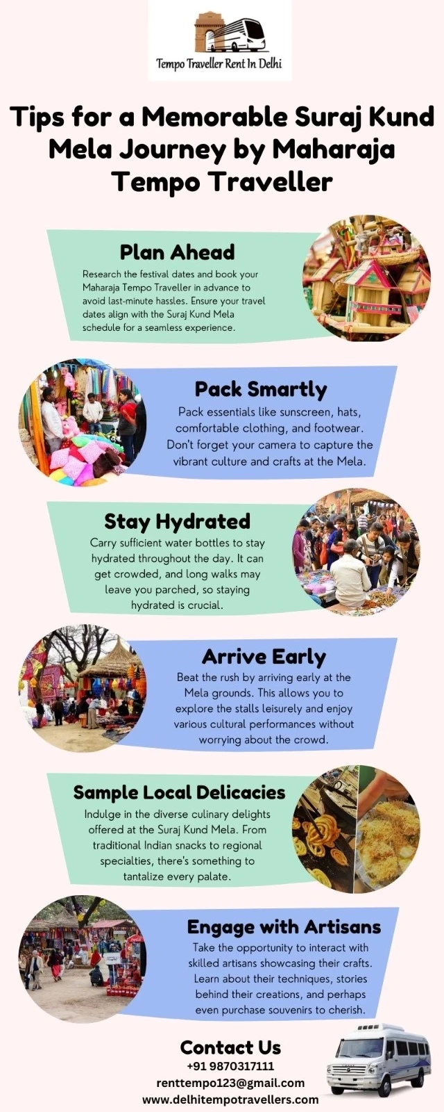 Tips for a Memorable Suraj Kund Mela Journey by Maharaja Tempo Traveller