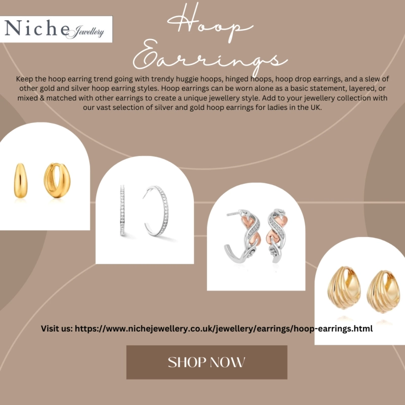 Shop hoop earrings for women online at Niche Jewellery in the UK