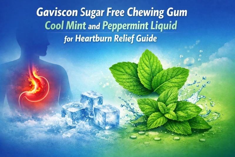 Gaviscon Sugar Free Chewing Gum Cool Mint and Peppermint Liquid for Heartburn Relief Guide