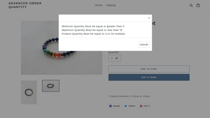 Shopify minimum order amount