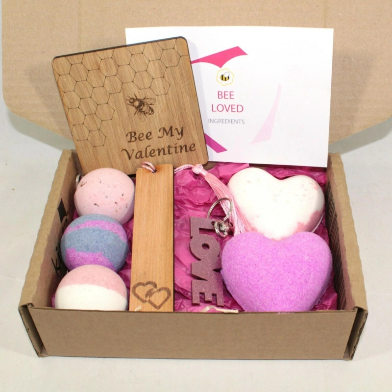 Bath Bombs Valentine Gift Set Bee Beautiful Pink Keyring