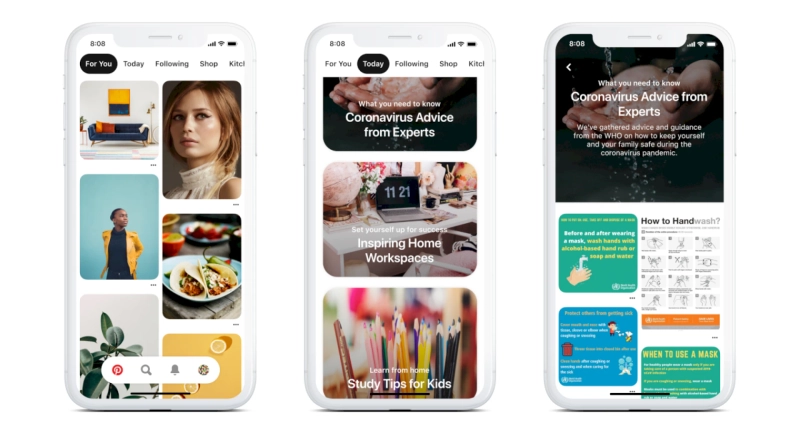 Pinterest launches Today tab with curated topics, fights coronavirus misinformation with AI