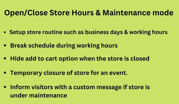 Open/Close Store Hours & Maintenance mode