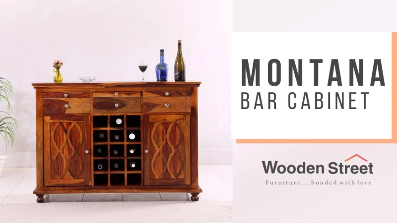 Bar Cabinets: Montana Bar Cabinet Design for Home by Wooden Street