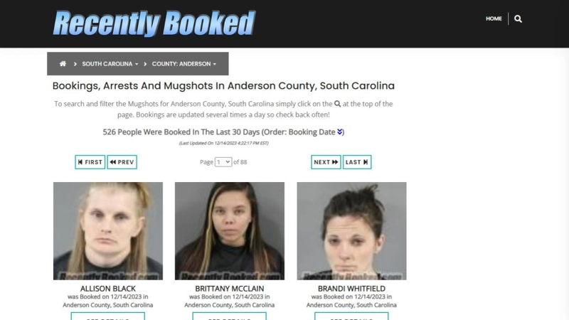 Arrests and Mugshots in Anderson County SC