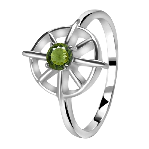 Real sterling silver Moldavite ring