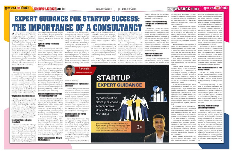 Expert Guidance for Startup Success: The Importance of a Consultancy