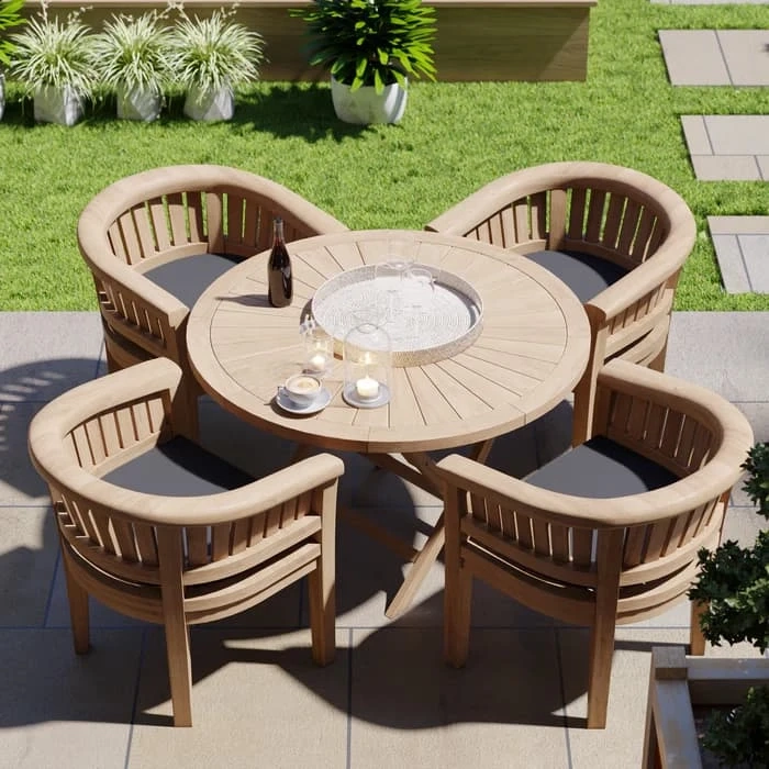Eleganz und Funktionalität: Das Gartenmöbel-Set mit rundem Tisch und 4 Stühlen