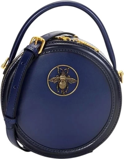 Blue & Black Bee Leather Saddle, Bag, Purse, Satchel & Handbag