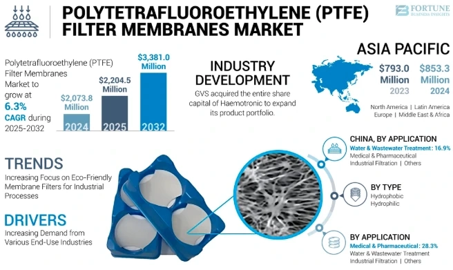 Polytetrafluoroethylene (PTFE) Filter Membranes Market Global Demand and Supply Chain Analysis | 2025–2032