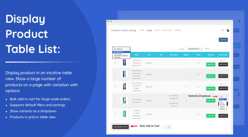 Make Bulk Buying Easier with a Shopify Product Table Layout