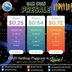 OAH Coin Presale PHASE 2 in Now LIVE