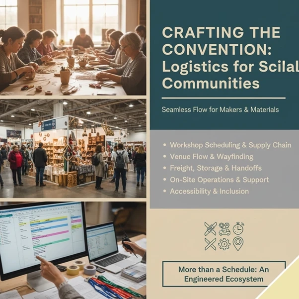 The logistics of coordinating multi-day craft conventions for specialized communities