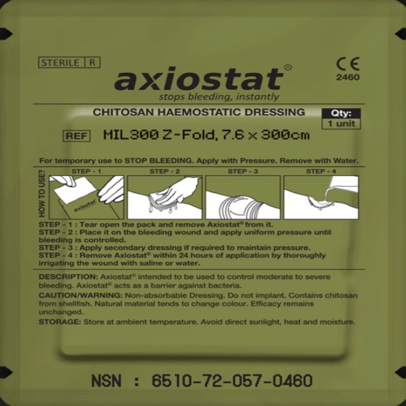 Axiostat MIL300 Z-Fold Hemostatic Dressing: Advanced Bleeding Control for Combat and Emergency