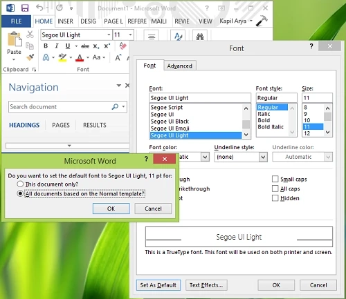 How to Modify the Default Font on Microsoft Word?
