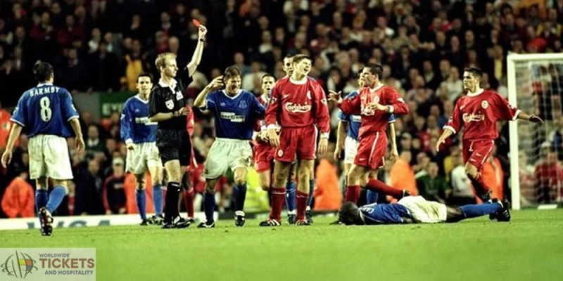 Everton Vs Liverpool Tickets: Steven Gerrard and two others sent off after a wild punch-up as Liverp
