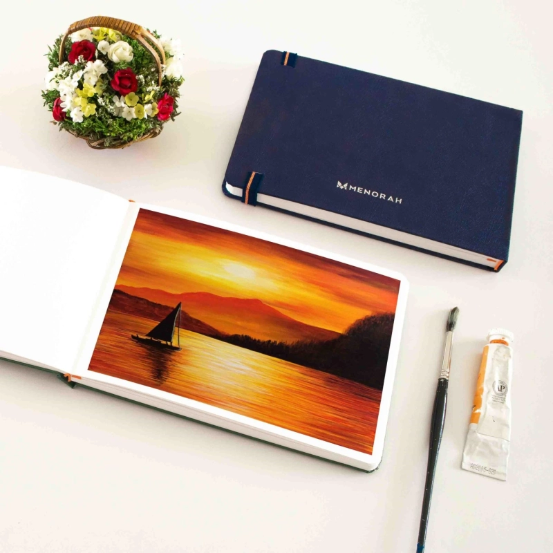 GOLDEN HOUR SHADOW PAINTING WITH MENORAH SKETCHBOOK